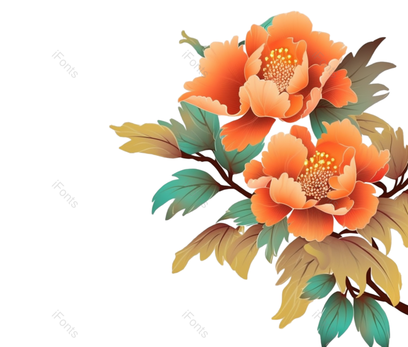 叶子图片,元素元素,红色的花PNG,牡丹免抠素材